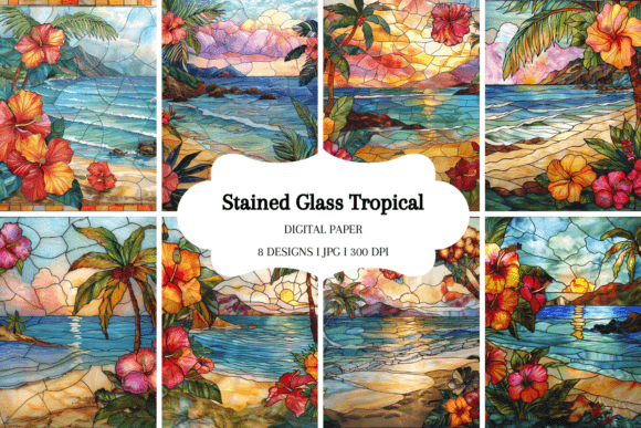 Download Stained Glass Tropical Background - Tropical background Collection