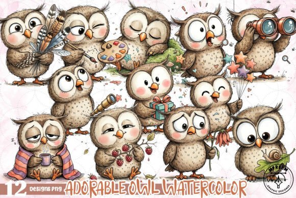 Download Adorable Owl Watercolor PNG - Owl watercolor Collection