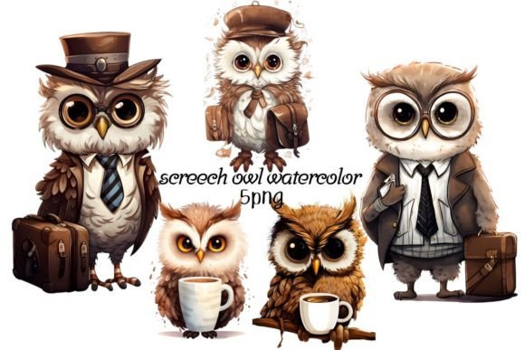 Download Screech Owl Watercolor Sublimation - Owl watercolor Collection