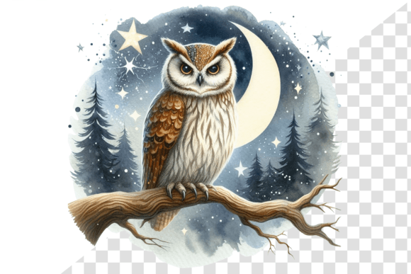 Download Nightwise Owl Watercolor Clipart - Premium Bundle