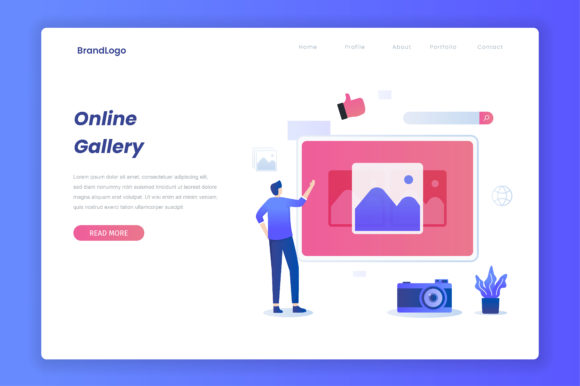 Download Online Gallery Illustration Concept - Premium Resources