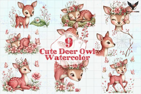 Download Cute Deer Owl Watercolor PNG - Owl watercolor Collection