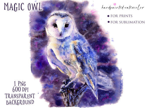 Download Magic Owl Watercolor Sublimation PNG - Owl watercolor Collection